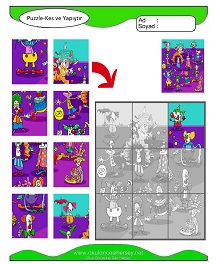 Puzzle Kes Yapıştır Çalışma Sayfaları